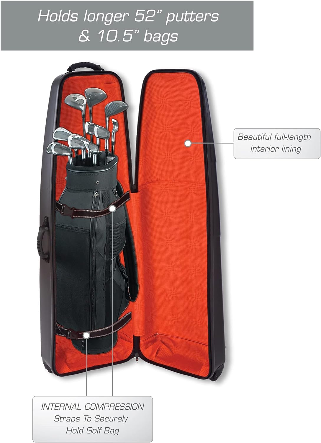 Samsonite Hard Case Golf Travel Bag with Wheels and Internal Compression Straps, Midnight Black